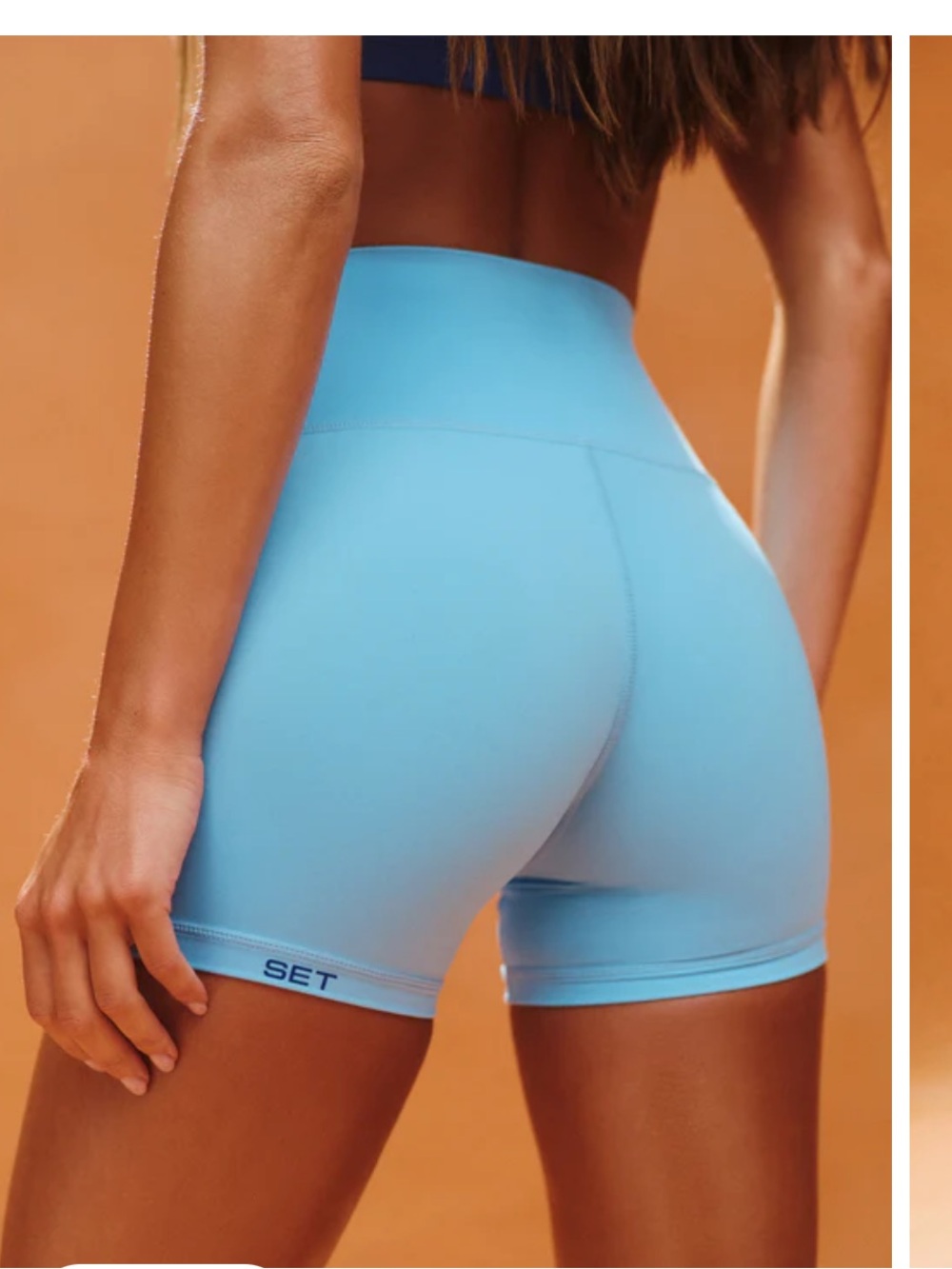 SET Active Breathe 1.0 Stripe Pipe Contour Bra+Shorts Set Maui Blue M SOLD OUT - Picture 3 of 6